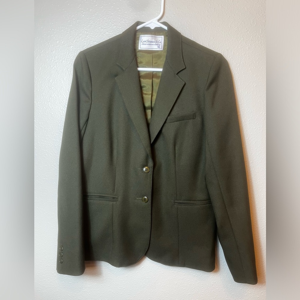 Vintage Levi Strauss and Co Fitted Olive Green Blazer Women’s Size 10